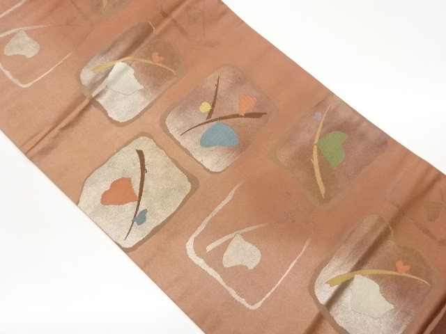 JAPANESE NAGOYA OBI / WOVEN ABSTRACT LEAVES